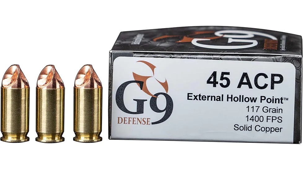 G9 Defense .45 ACP 117 Grain Hollow Point Brass Cased Pistol Ammunition