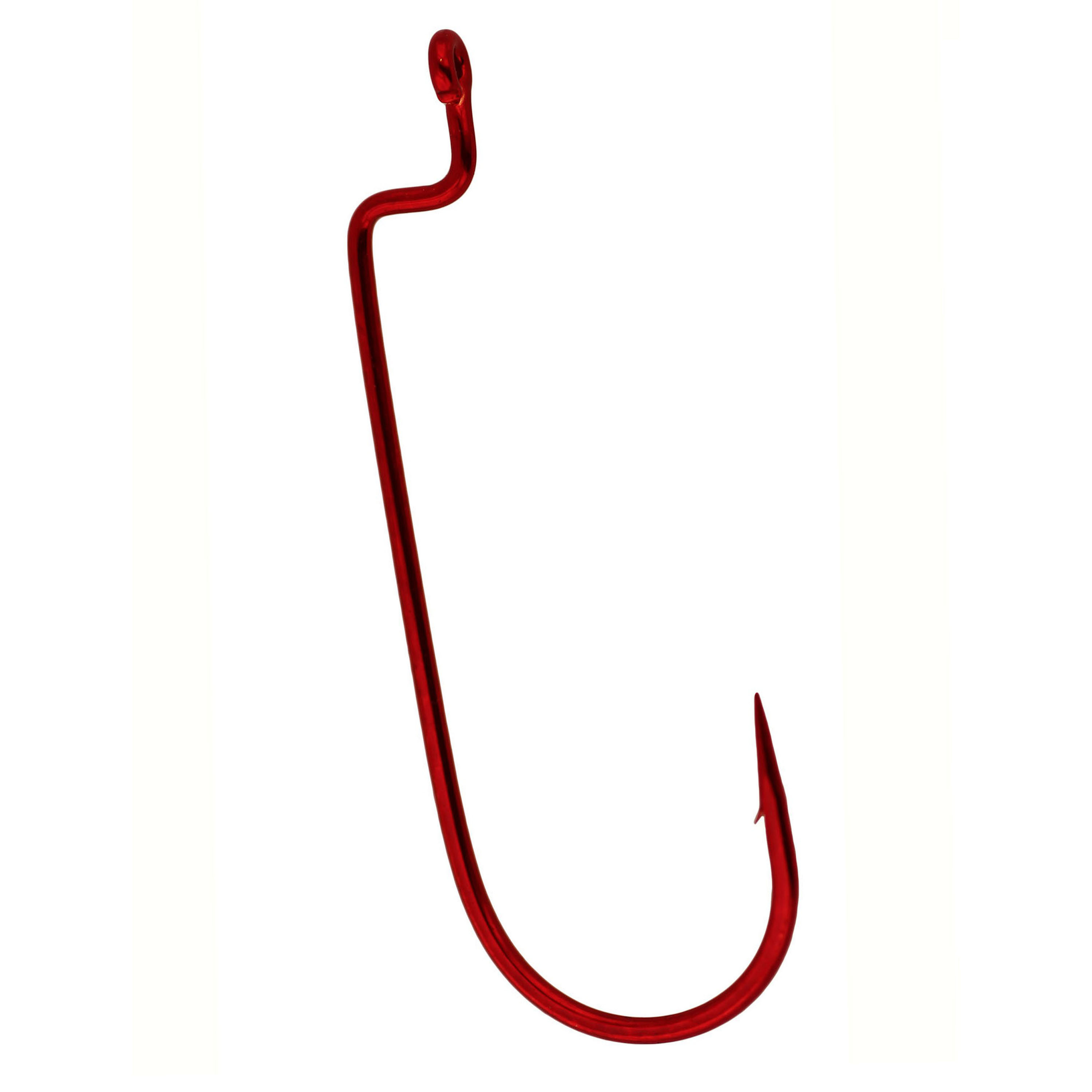 Worm Hook, Size 1/0, Needle Point, Round Bend, Offset, Ringed Eye