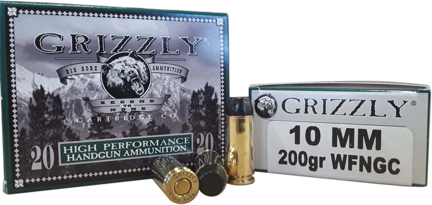 Grizzly Cartridge 10 mm 200 Grain Wide Flat Nose Gas Checked Pistol Ammunition