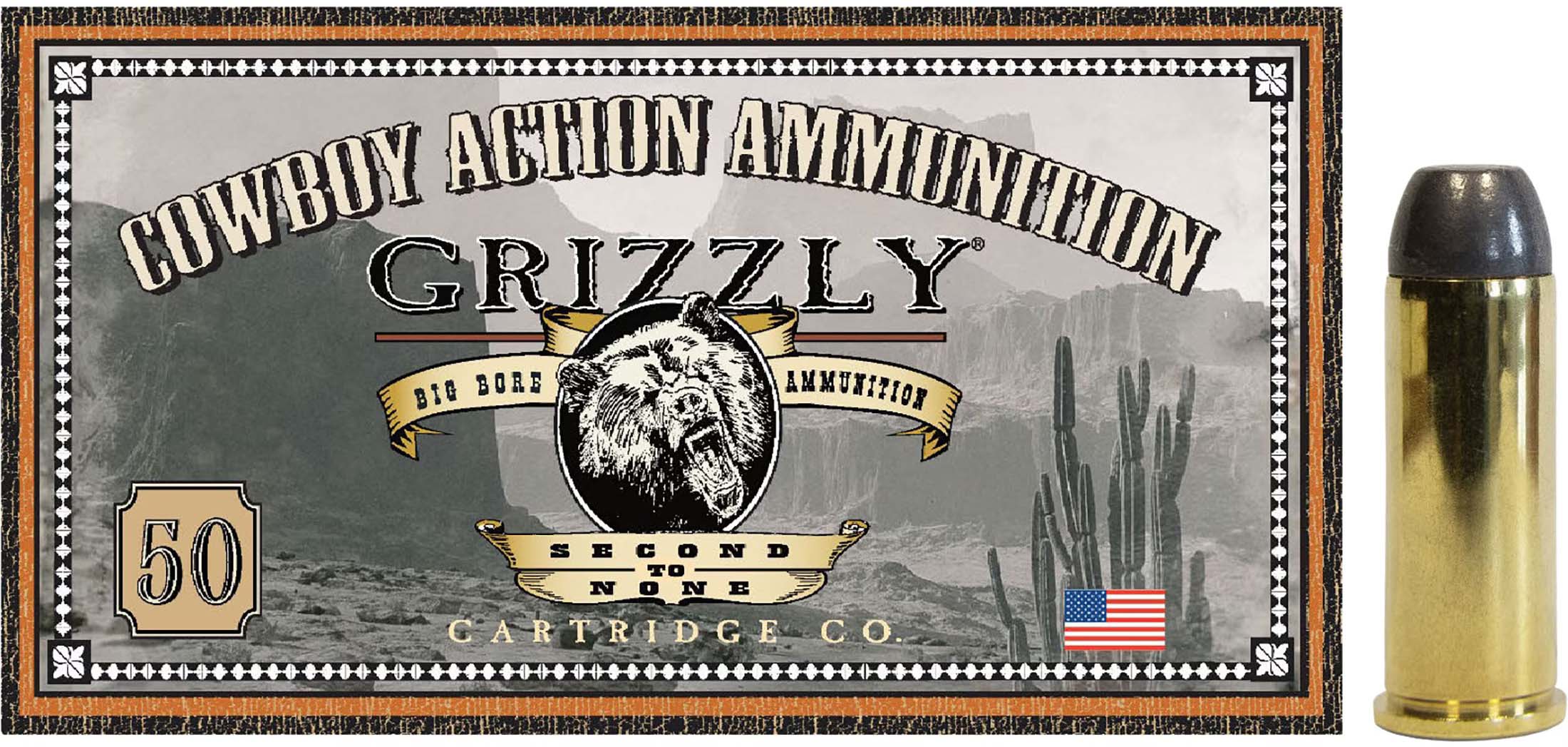 Grizzly Cartridge 45 Colt 200 Grain Round Nose Flat Point Pistol Ammunition