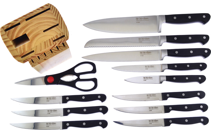 15 PCs In-Block Knife Set, Black ABS