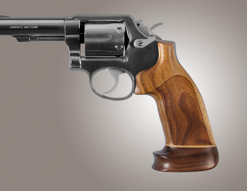 Hogue S&W K or L Sq. Butt Handgun Grip Goncalo No Finger Groove Big Butt Checkered 10235