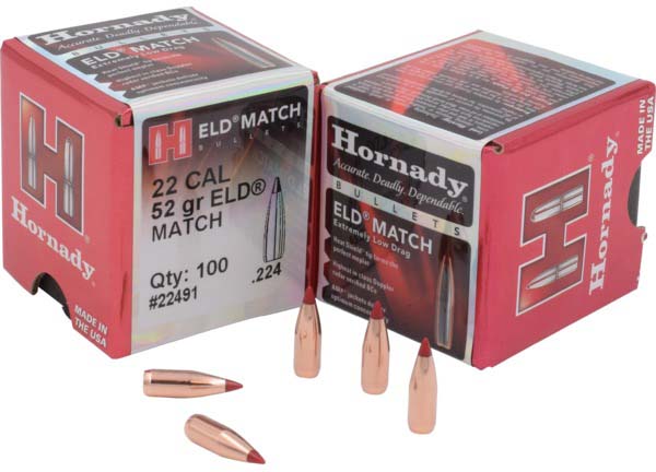 Hornady ELD Match Rifle Bullets, 22 Caliber, .224, 80 Grain