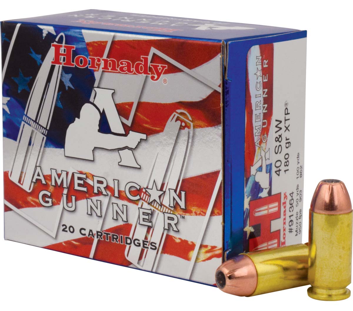 Hornady American Gunner .40 S&W 180 Grain eXtreme Terminal Performance Centerfire Pistol Ammunition