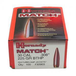 Hornady Bullets .30CAL 225 Grain BTHP MT Pistol Bullets