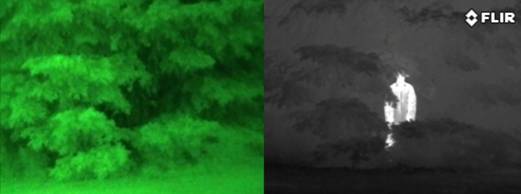 thermal vs vision night imaging hide flir scope person visible opticsplanet does tree