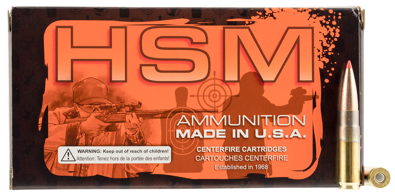 HSM Ammunition Match .300 AAC Blackout 208 Grain Spitzer Boat Tail Brass Cased Rifle Ammunition