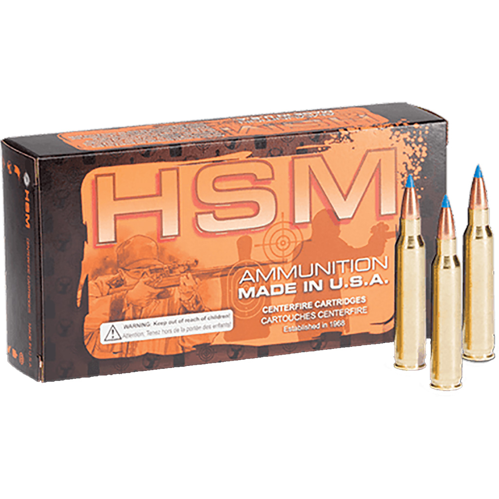 HSM Ammunition Varmint .22-250 Remington 50 Grain Sierra Blitzking Brass Cased Centerfire Rifle Ammunition