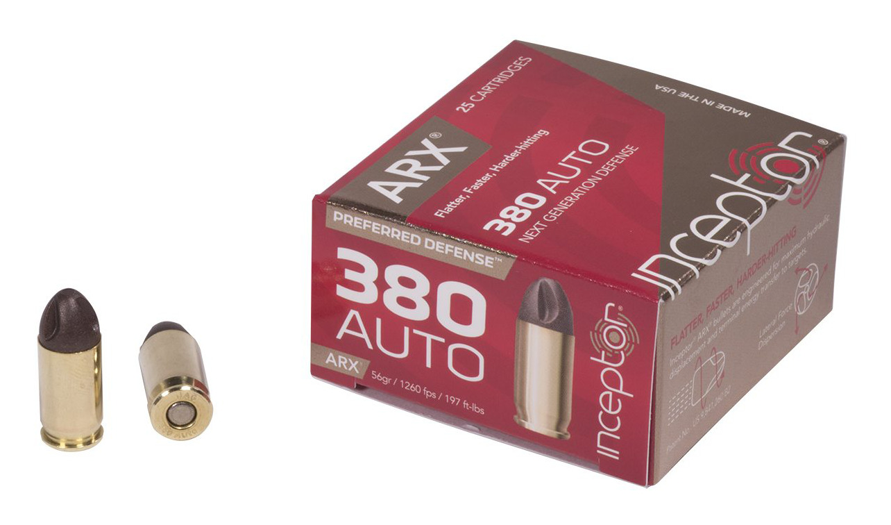 Inceptor Ammunition 380 Auto 56 Grain ARX Brass Pistol Ammunition