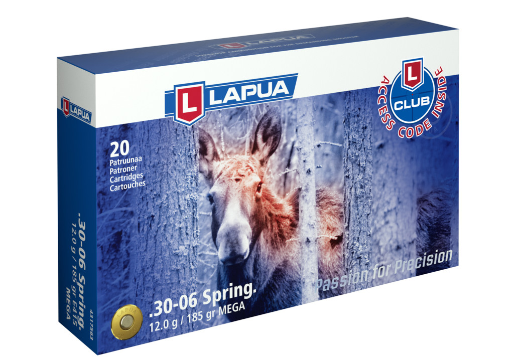 Lapua Mega .30-06 Springfield 185 grain Soft Point Brass Cased Centerfire Rifle Ammunition
