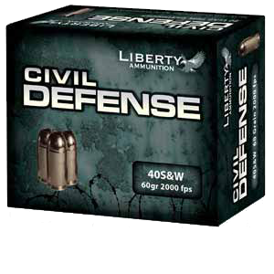 Liberty Ammunition Civil Defense .40 S&W 60 Grain Hollow Point Brass Cased Centerfire Pistol Ammunition