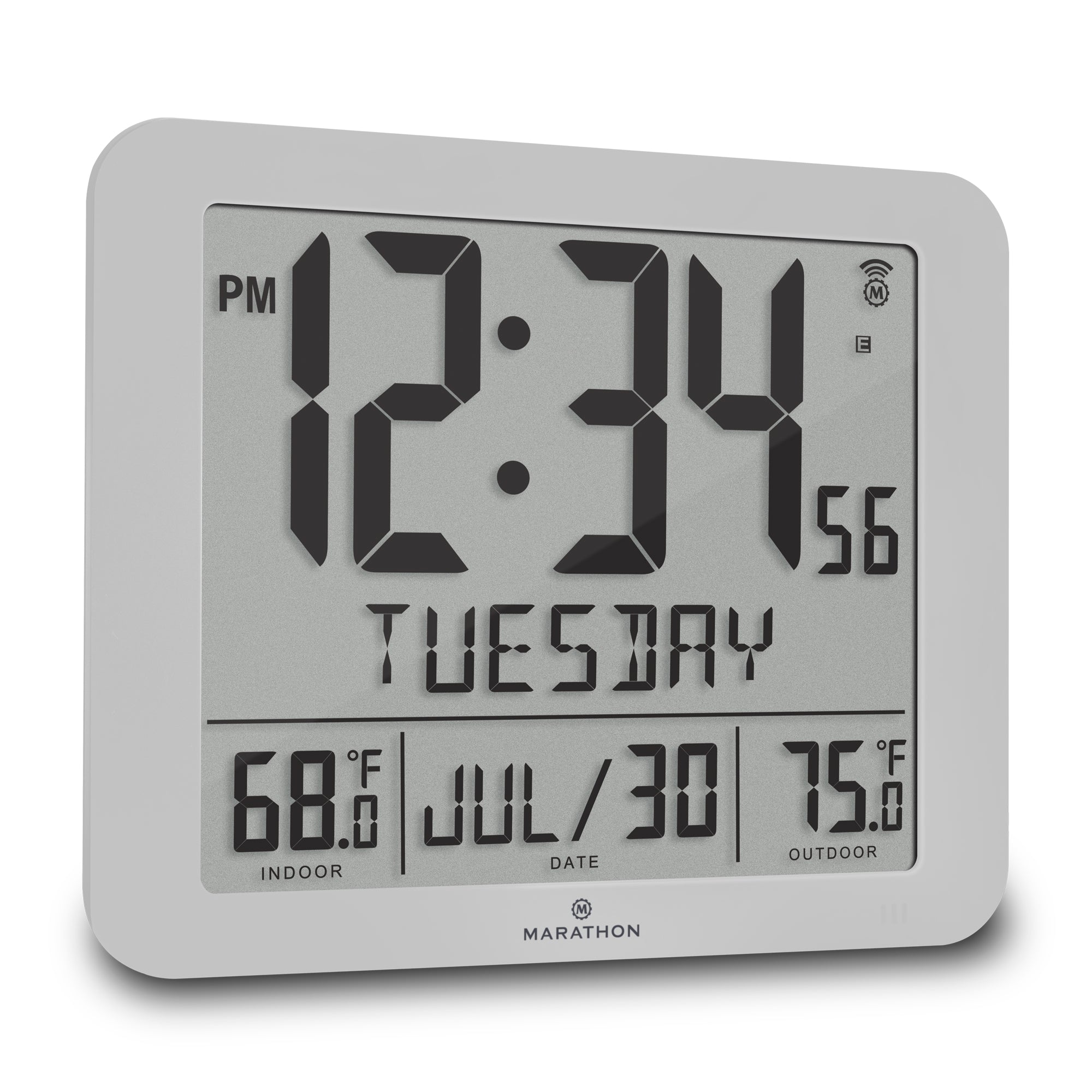 Indoor/Outdoor Atomic Analog Wall Clock with Temperature and