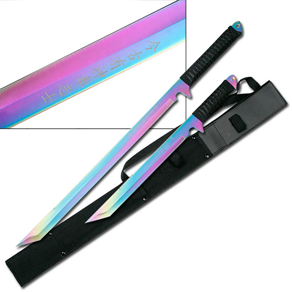 27 Fantasy Master Full Tang Rainbow Ninja Sword With Throwing Knives