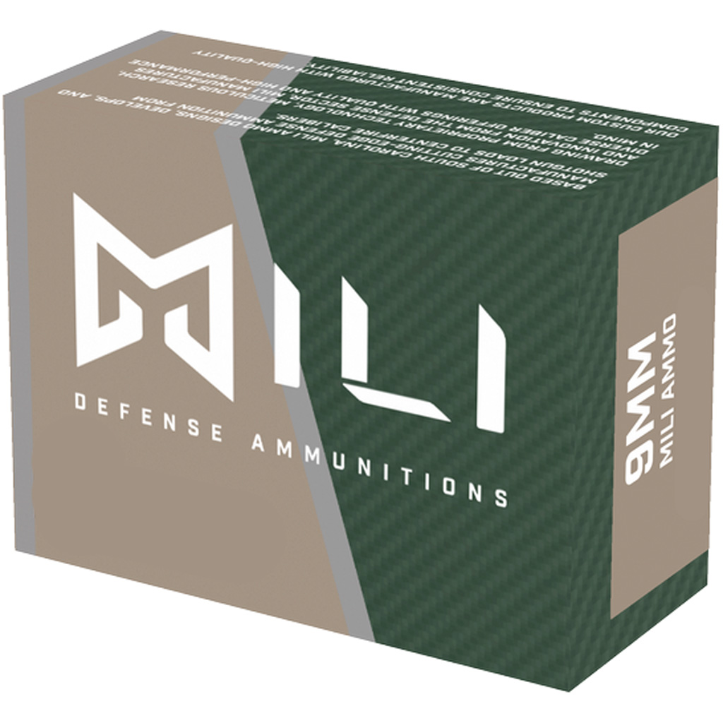 Mili Ammunitions Custom Defense 9mm Luger 124 Grain Full Metal Jacket Brass Cased Pistol Ammunition