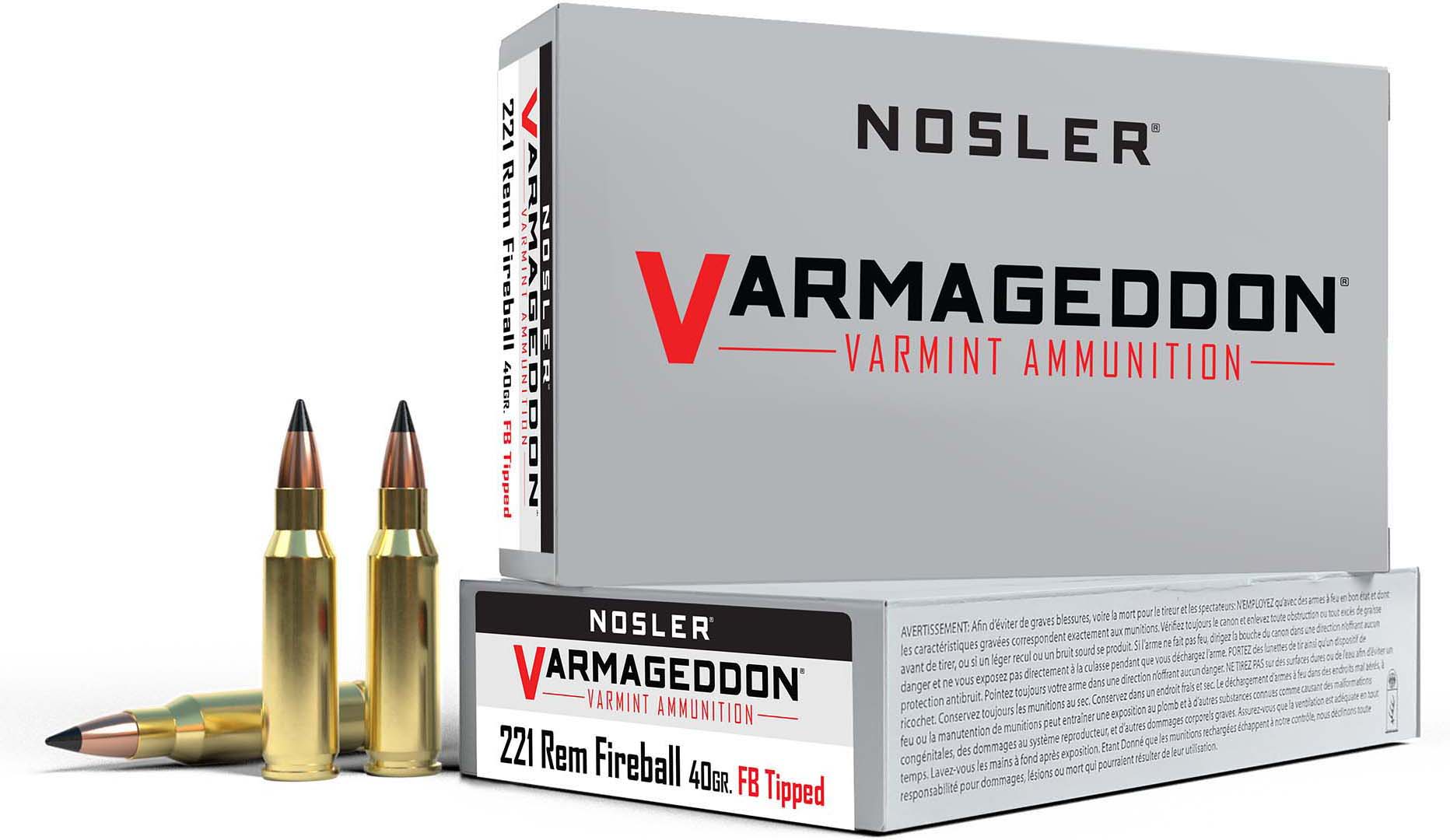 Nosler .221 Remington Fireball Flat Base Tipped 40 grain Brass Cased Rifle Ammunition