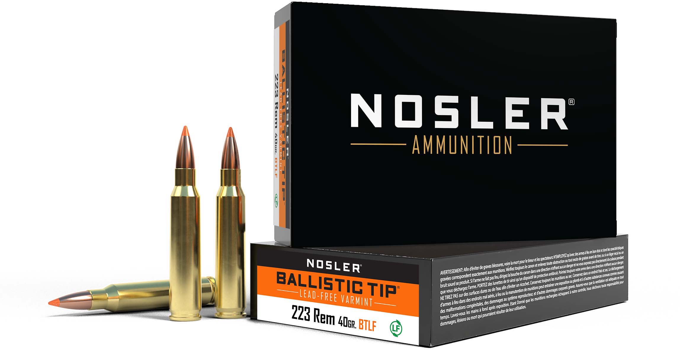 Nosler .223 Remington Ballistic Tip 40 grain Brass Cased Rifle Ammunition