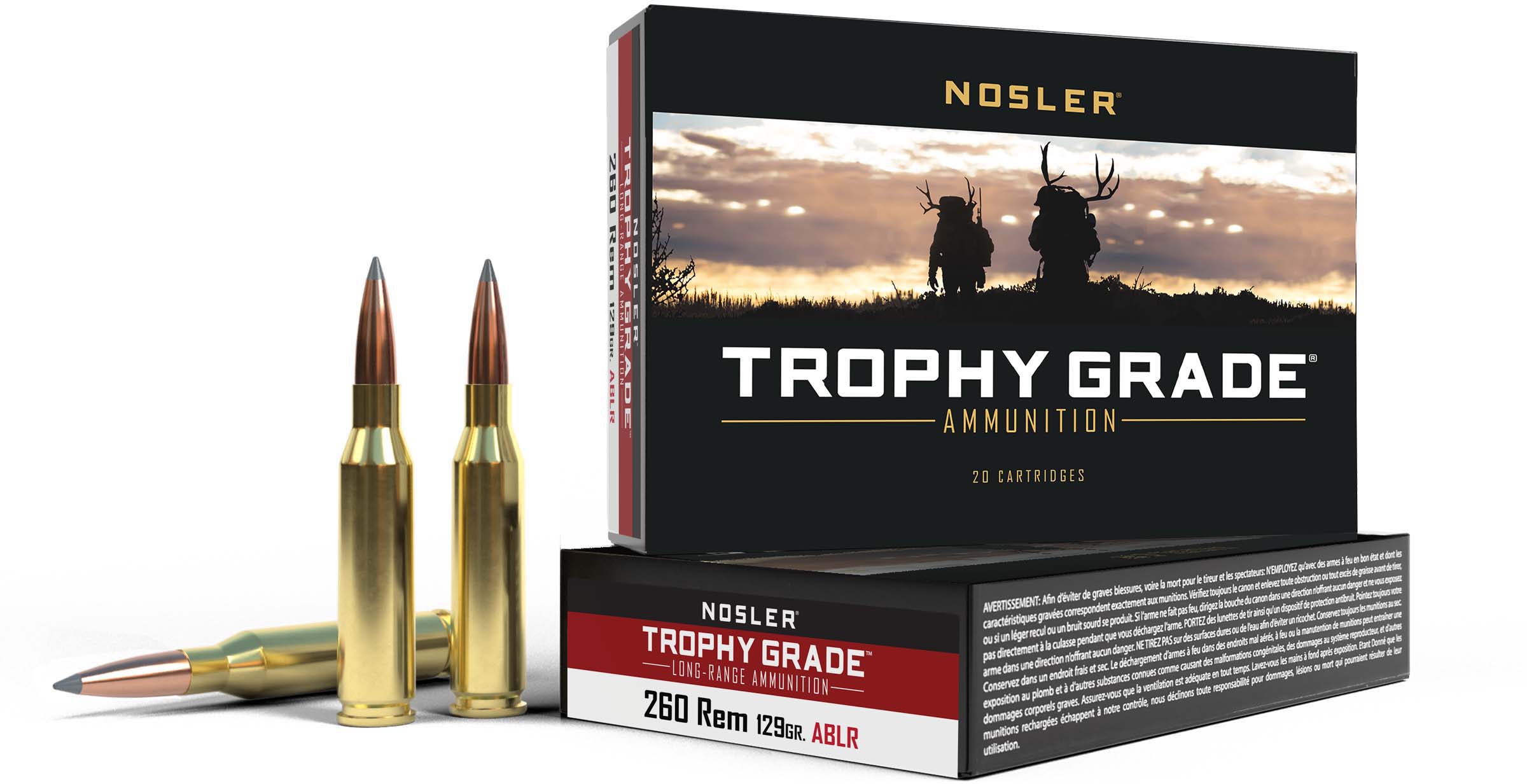 Nosler .260 Remington Long Range AccuBond 129 grain Brass Cased Rifle Ammunition