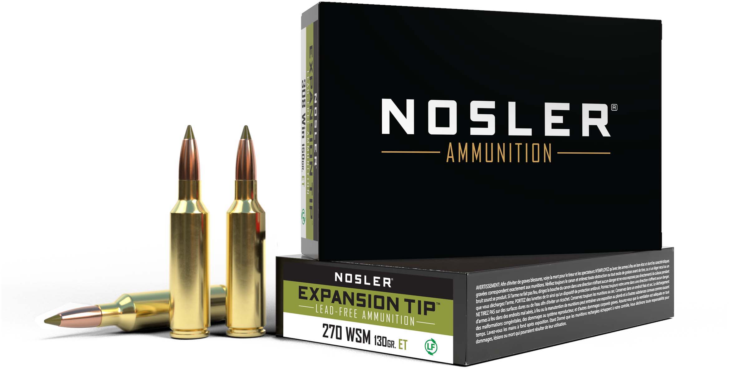 Nosler .270 Winchester Short Magnum E-Tip 130 grain Brass Cased Rifle Ammunition