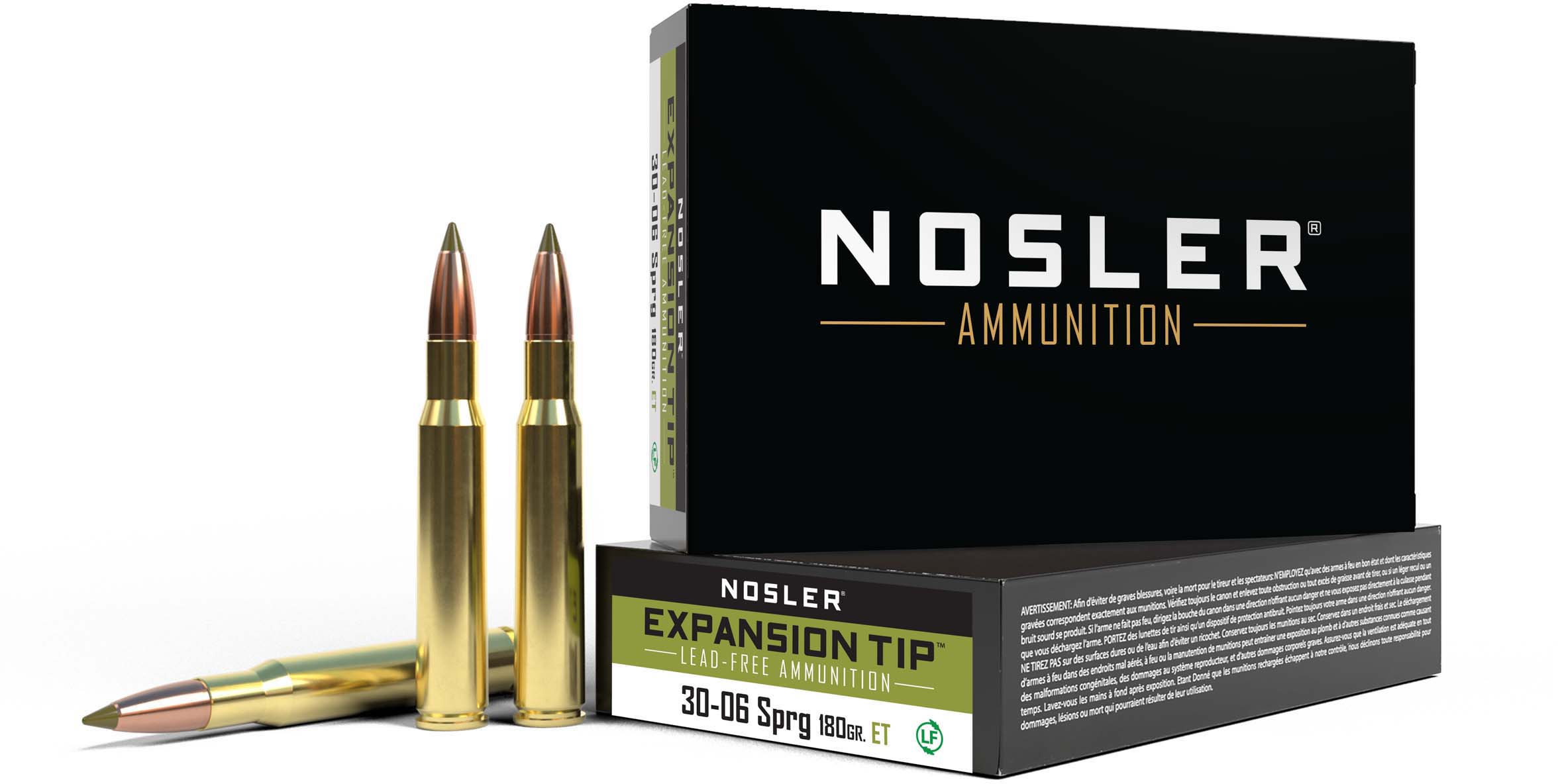 Nosler .30-06 Springfield 180 Grain E-Tip Lead-Free Brass Cased Centerfire Rifle Ammunition