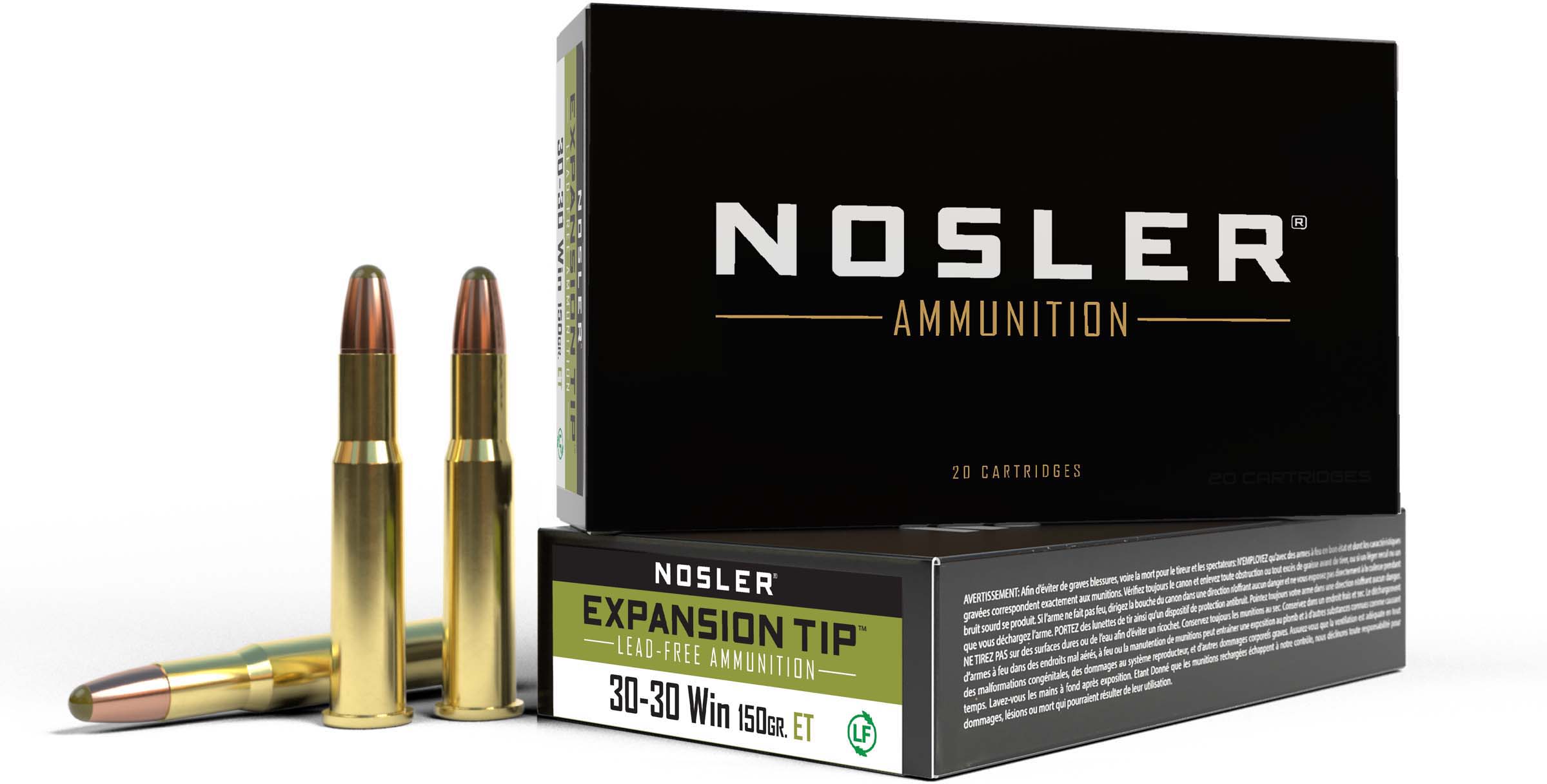 Nosler .30-30 Winchester 150 Grain E-Tip Lead-Free Brass Cased Centerfire Rifle Ammunition