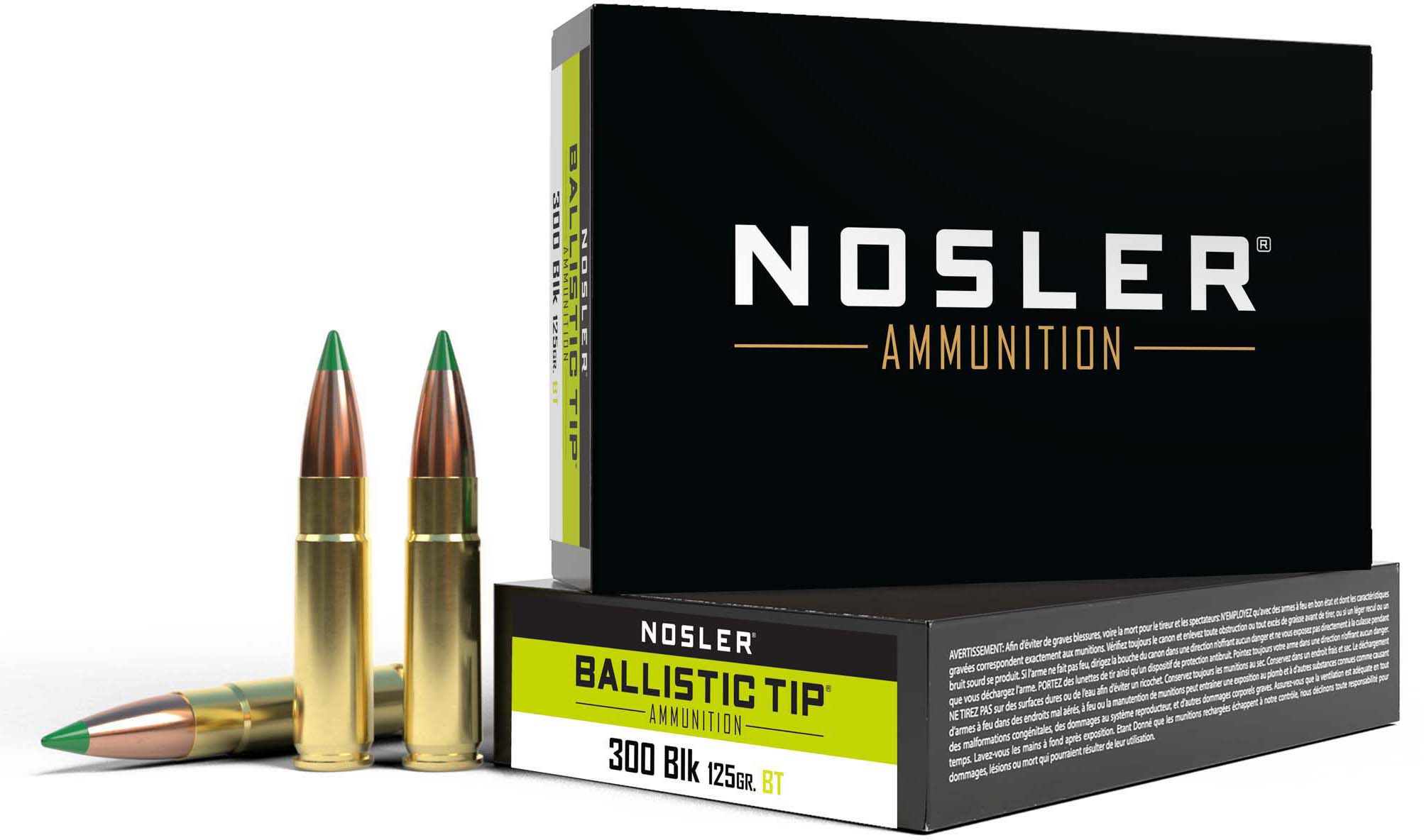 Nosler .300 AAC Blackout Ballistic Tip 125 grain Brass Cased Rifle Ammunition