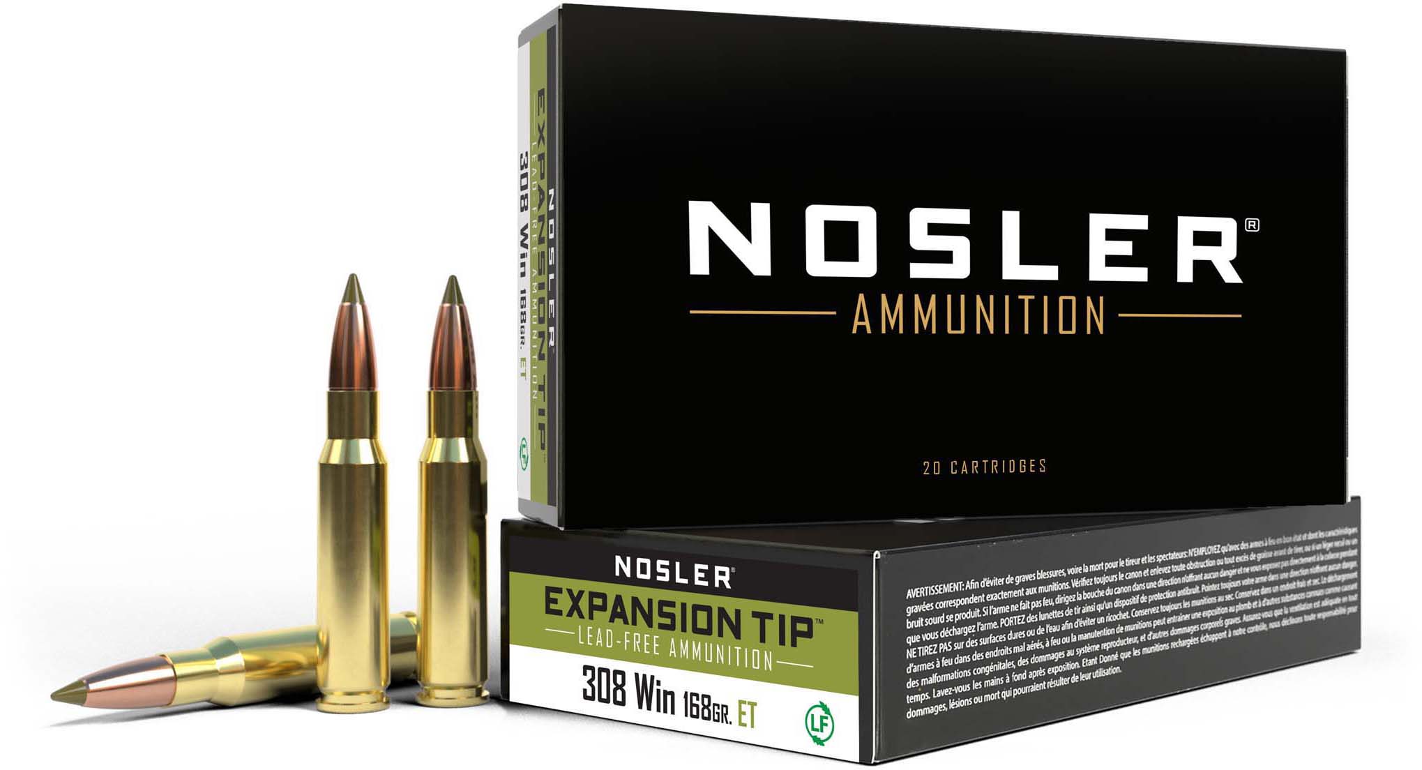 Nosler .308 Winchester 168 Grain E-Tip Lead-Free Brass Cased