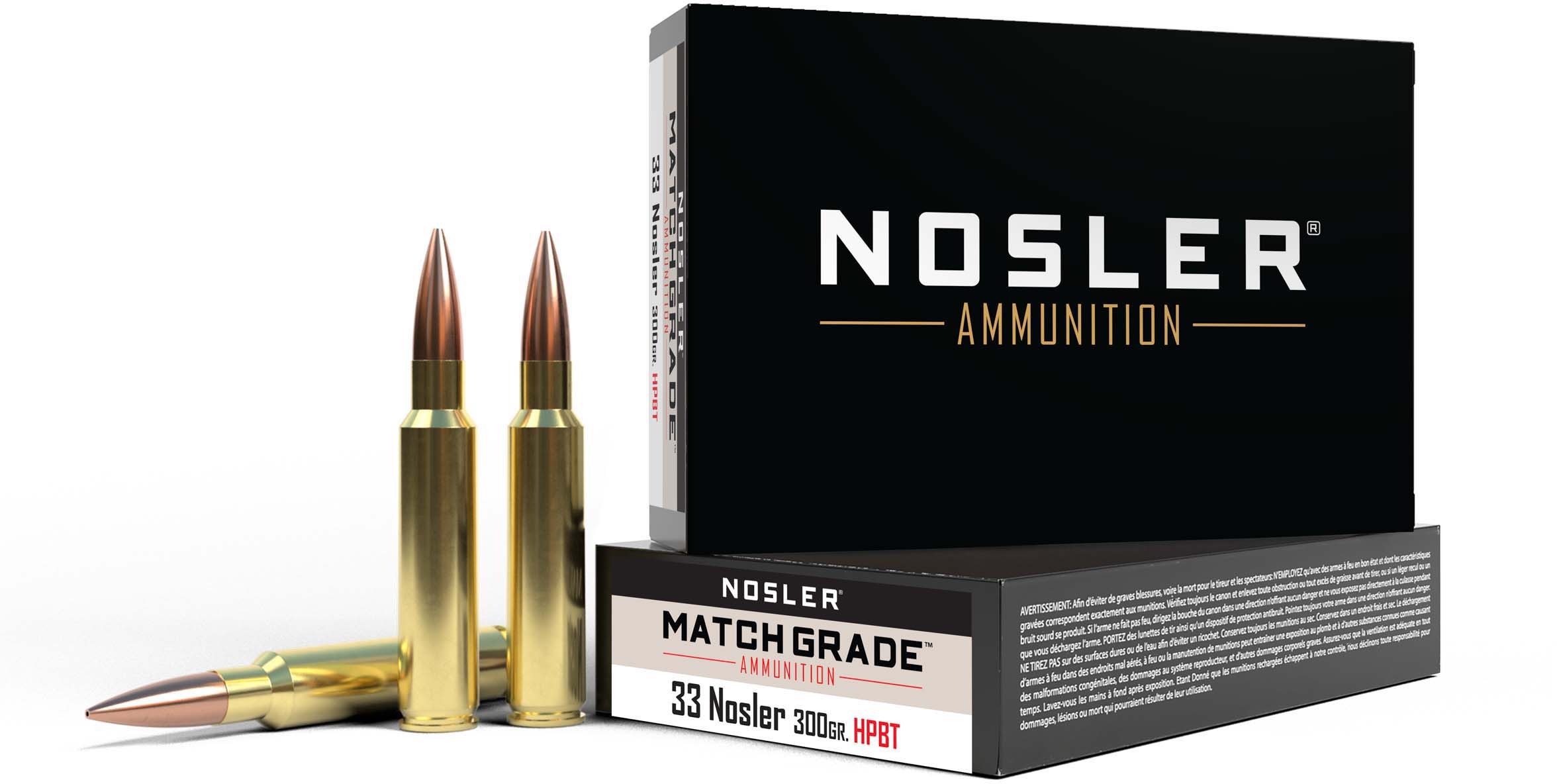 Nosler .33 Nosler Custom Competition 300 grain Brass Cased Rifle Ammunition