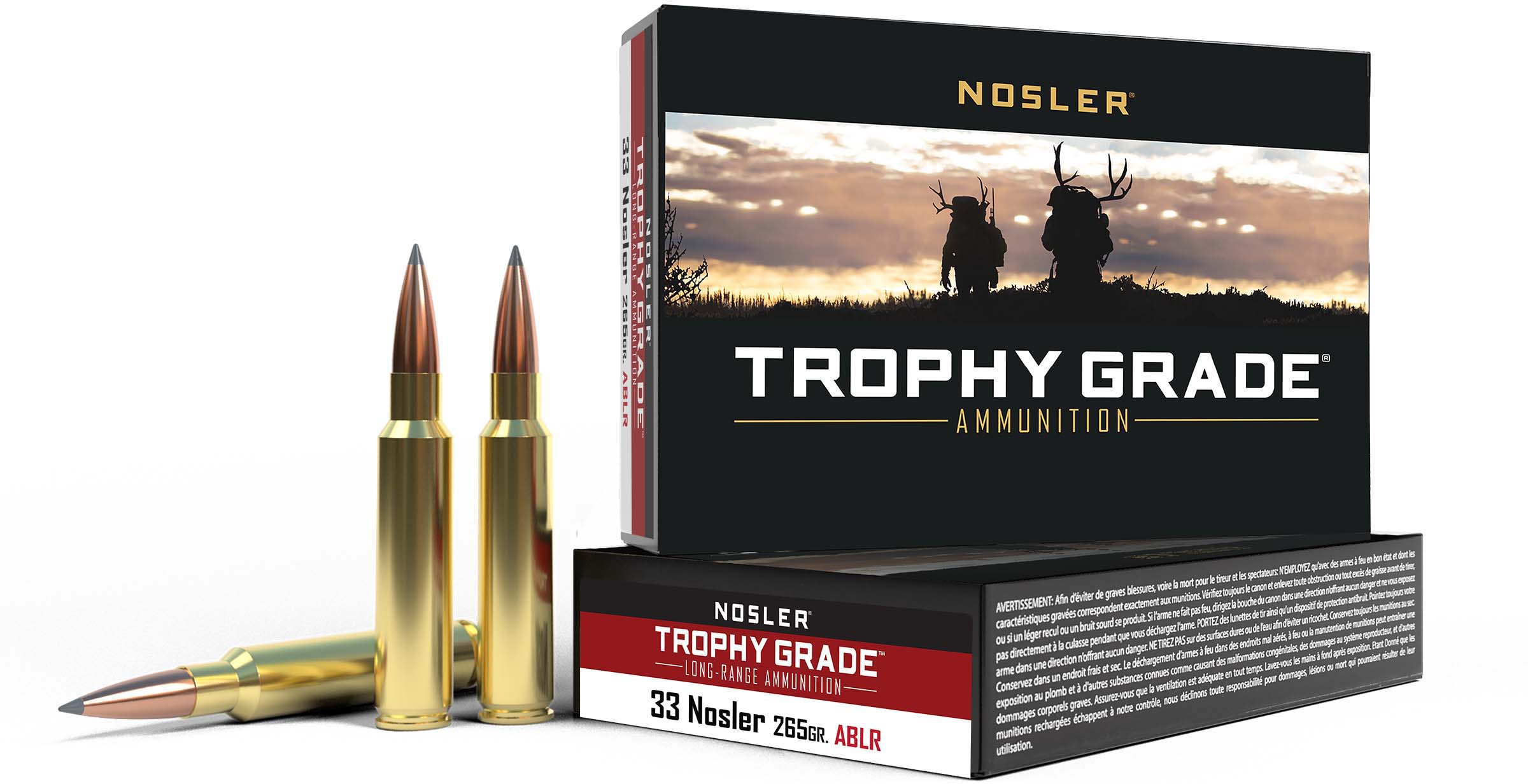 Nosler .33 Nosler Long Range AccuBond 265 grain Brass Cased Rifle Ammunition