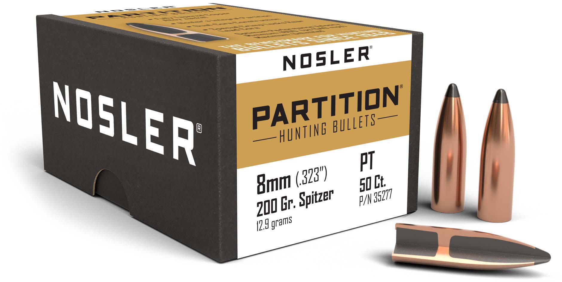 Nosler 35277 Partition 8mm .323 200 GR Partition Spitzer 50 Box