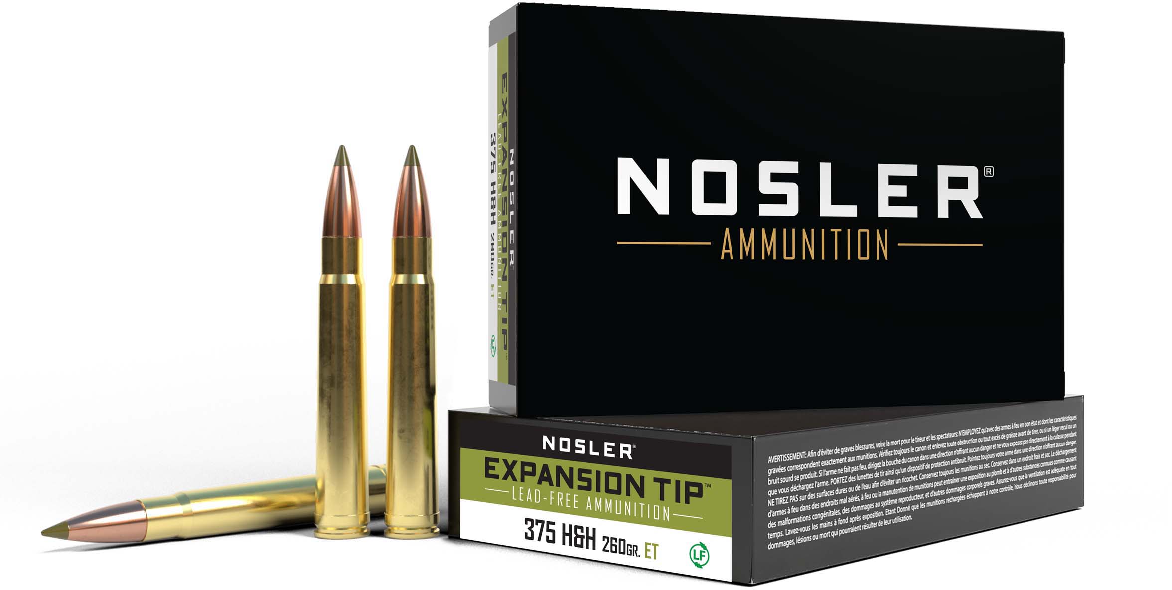 Nosler .375 H&H Magnum 260 Grain E-Tip Boat Tail Brass Cased Centerfire Rifle Ammunition