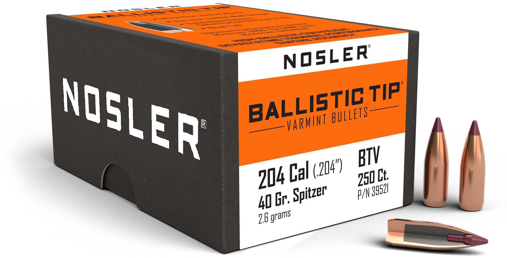 Nosler 39521 Ballistic Tip Varmint 204 Caliber .204 40 GR Ballistic Tip Varmint