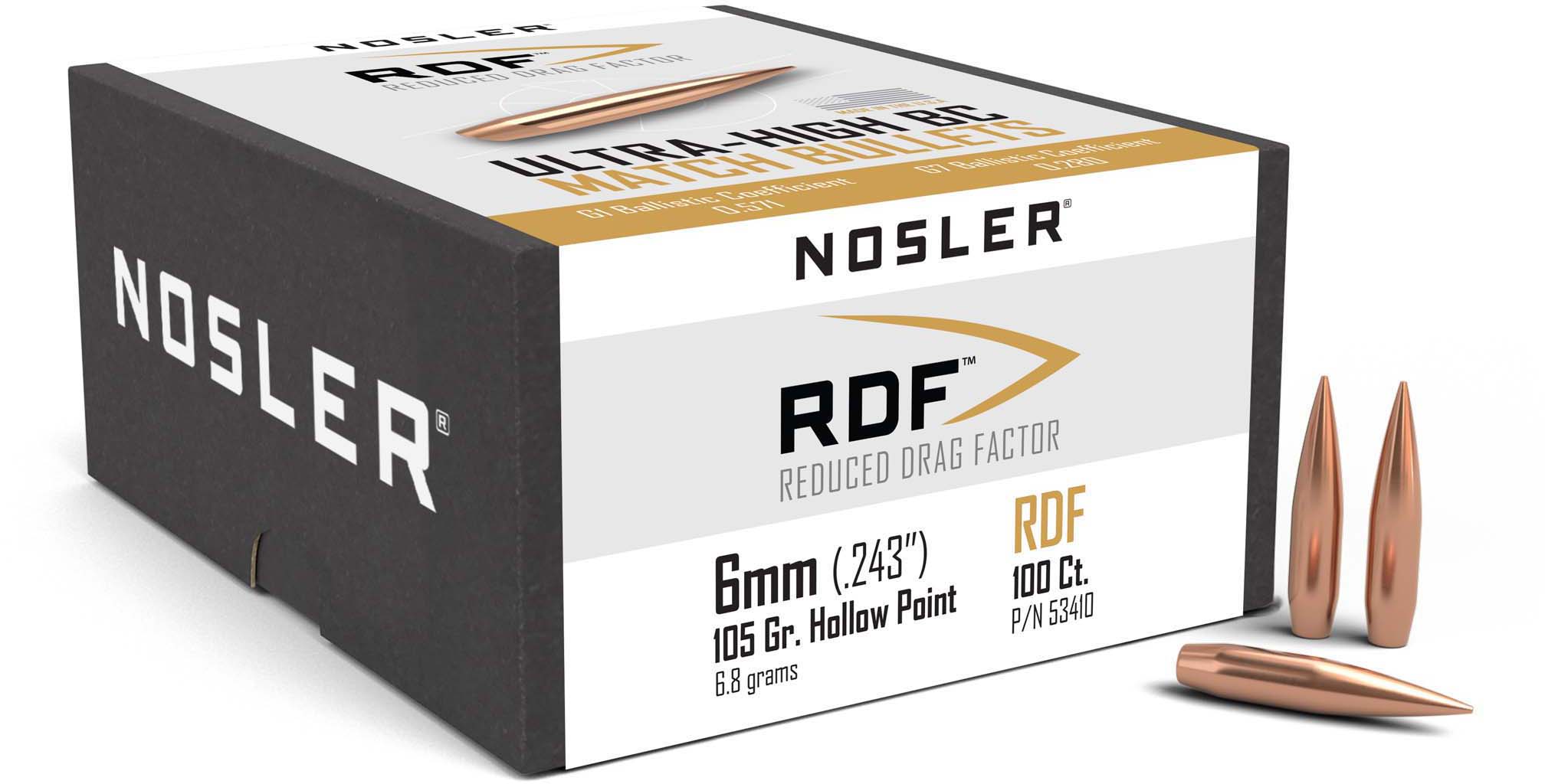 Nosler RDF Rifle Bullet 6mm 105gr HPBT