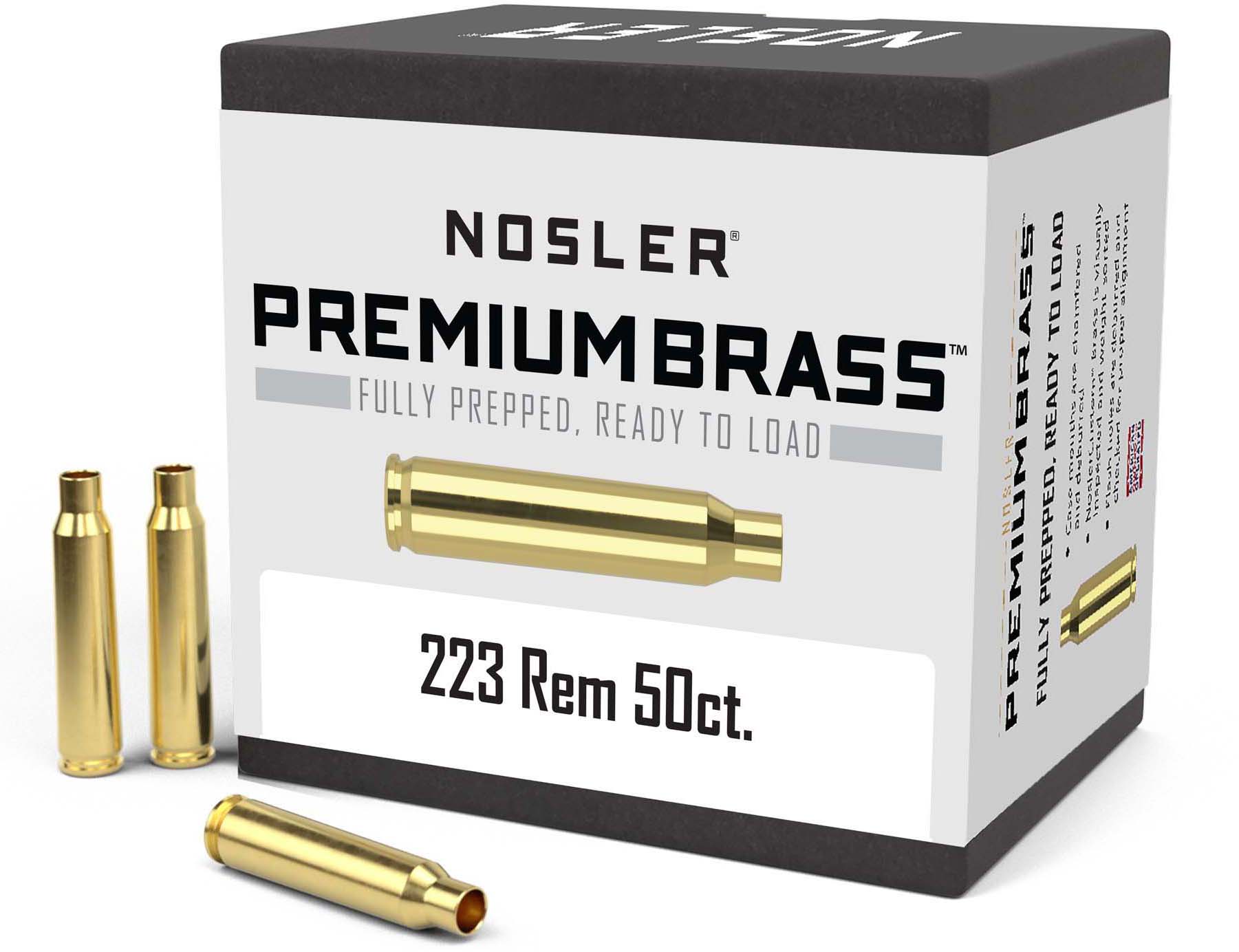 Nosler 10070 Custom Unprimed Brass For 223 Remington 50/Box (Not Loaded)  For Sale