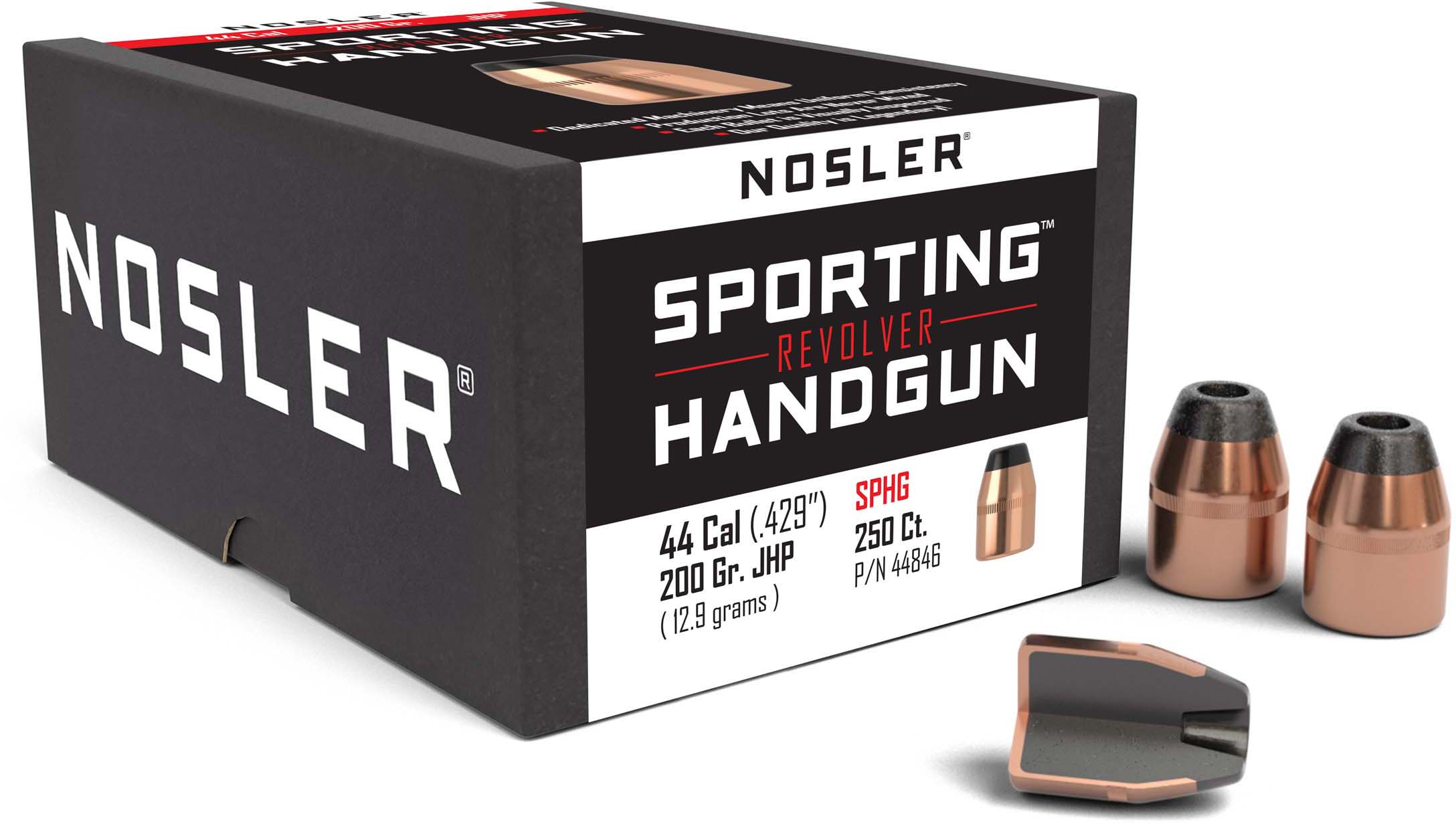 Nosler HandGun Pistol Bullet .44 Caliber 200gr JHP