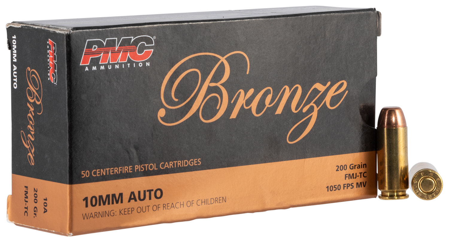  10A Bronze 10mm Auto 200 Gr Full Metal Jacket Truncated-Cone (TCFMJ) Ammo