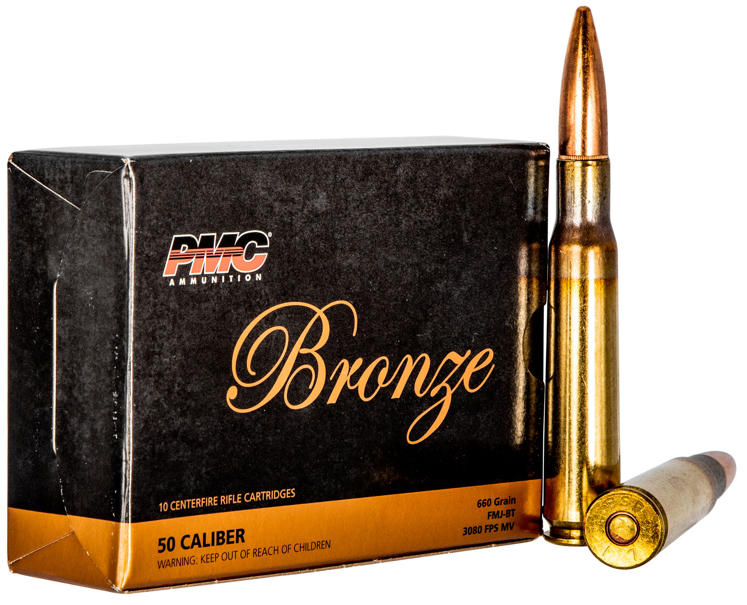 PMC Ammunition .50 BMG 660 Grain Full Metal Jacket Boat Tail Brass Cased Rifle Ammunition