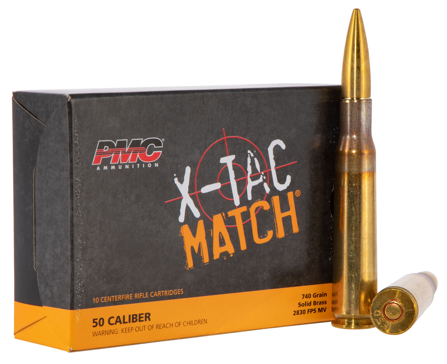 PMC Ammunition Match .50 BMG 740 Grain Brass Solid Brass Cased Rifle Ammunition