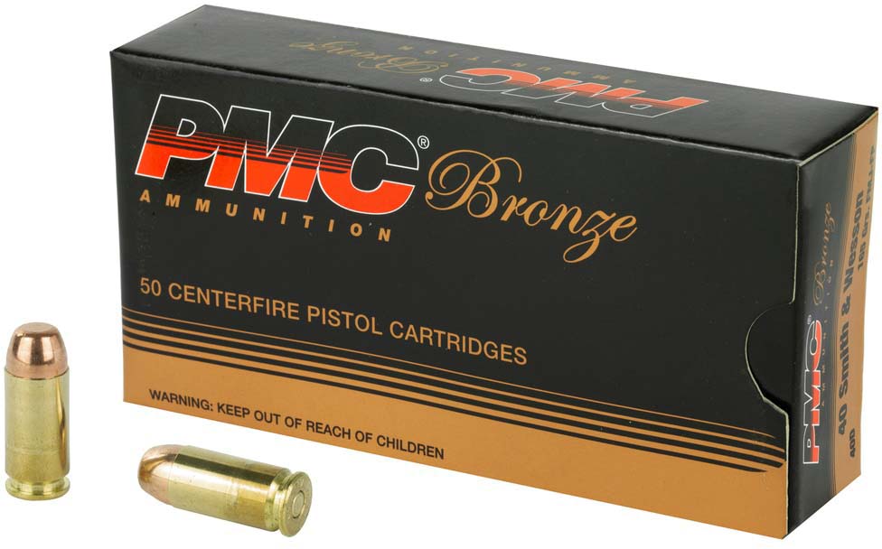 PMC Bronze Ammunition .40 S&W 165 Grain Full Metal Jacket Brass Casing Centerfire Pistol Ammunition