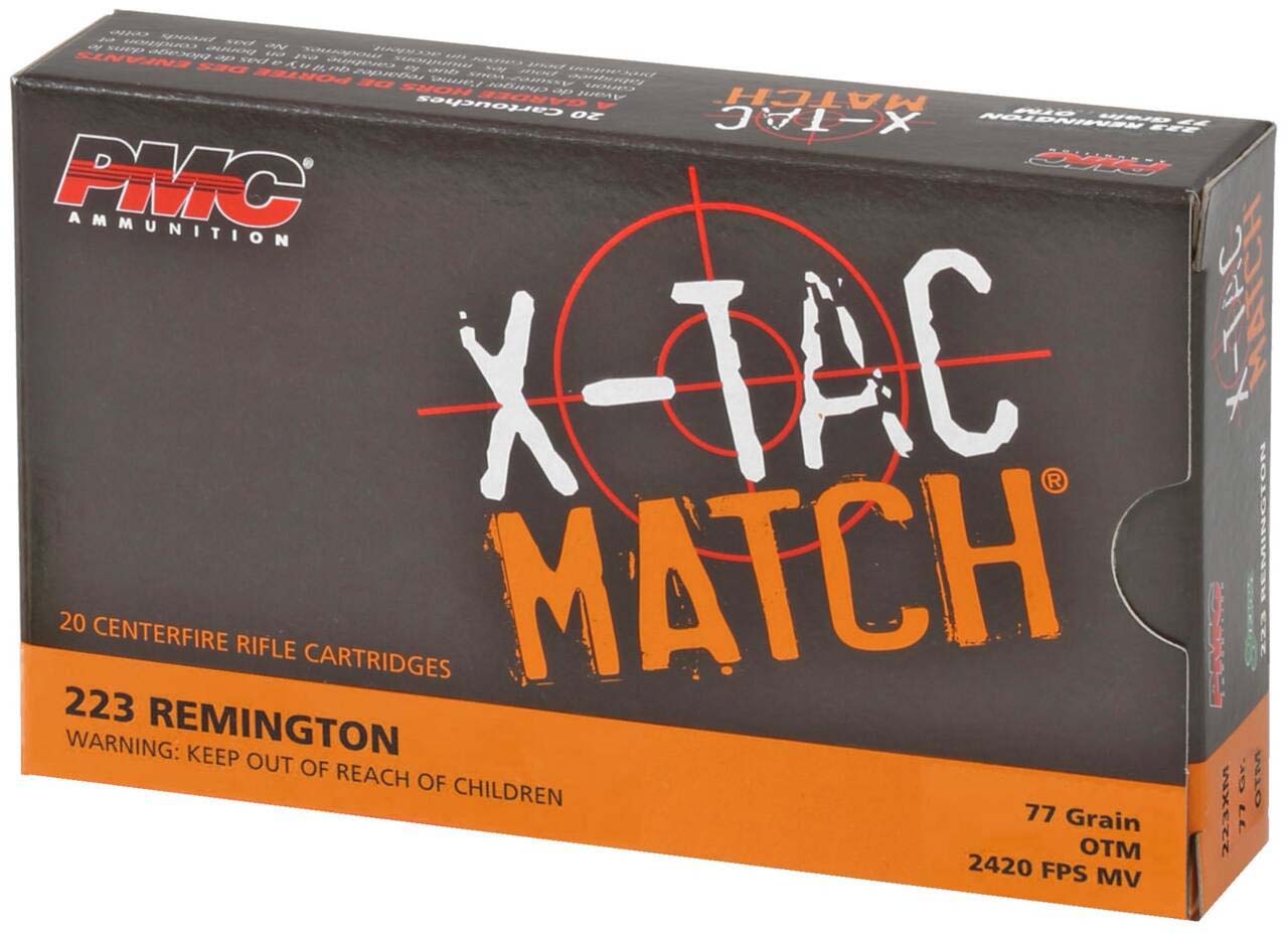 PMC Ammunition X-Tac Match .223 Remington 77 Grain Open Tip Match Brass Cased Rifle Ammunition