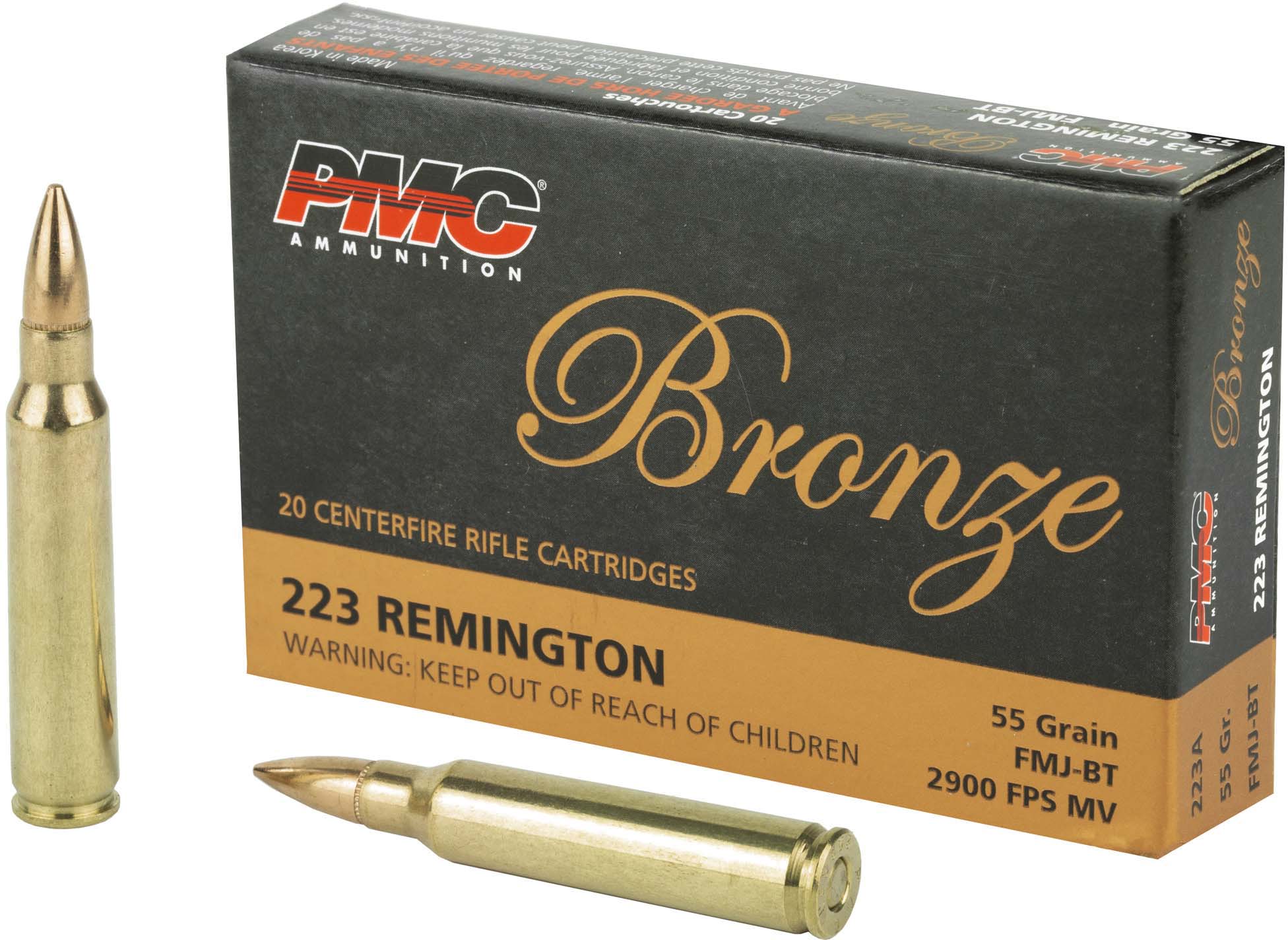 PMC Bronze .223 Remington 55 Grain FMJ Boat Tail Ammunition PM223A 40% Off