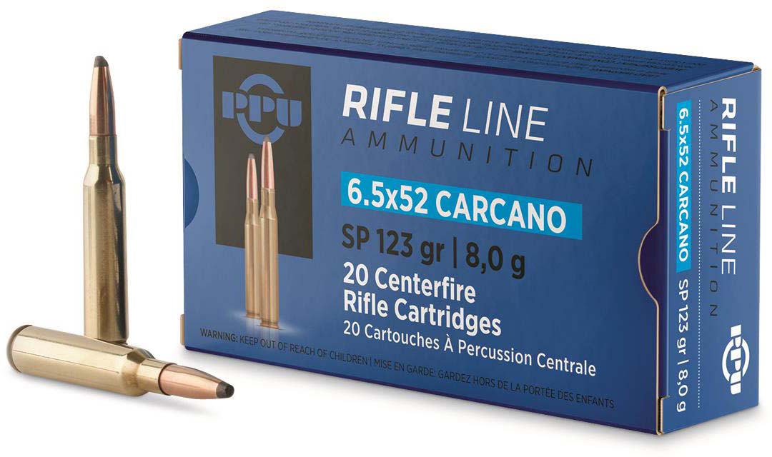 PPU 6.5x52 Carcano 123 Grain Jacketed Soft Point (JSP) Brass Cased Centerfire Rifle Ammunition