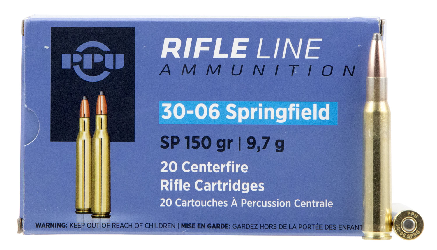 PPU PP30061 Standard Rifle 30-06 Springfield 150 Gr Soft Point (SP)