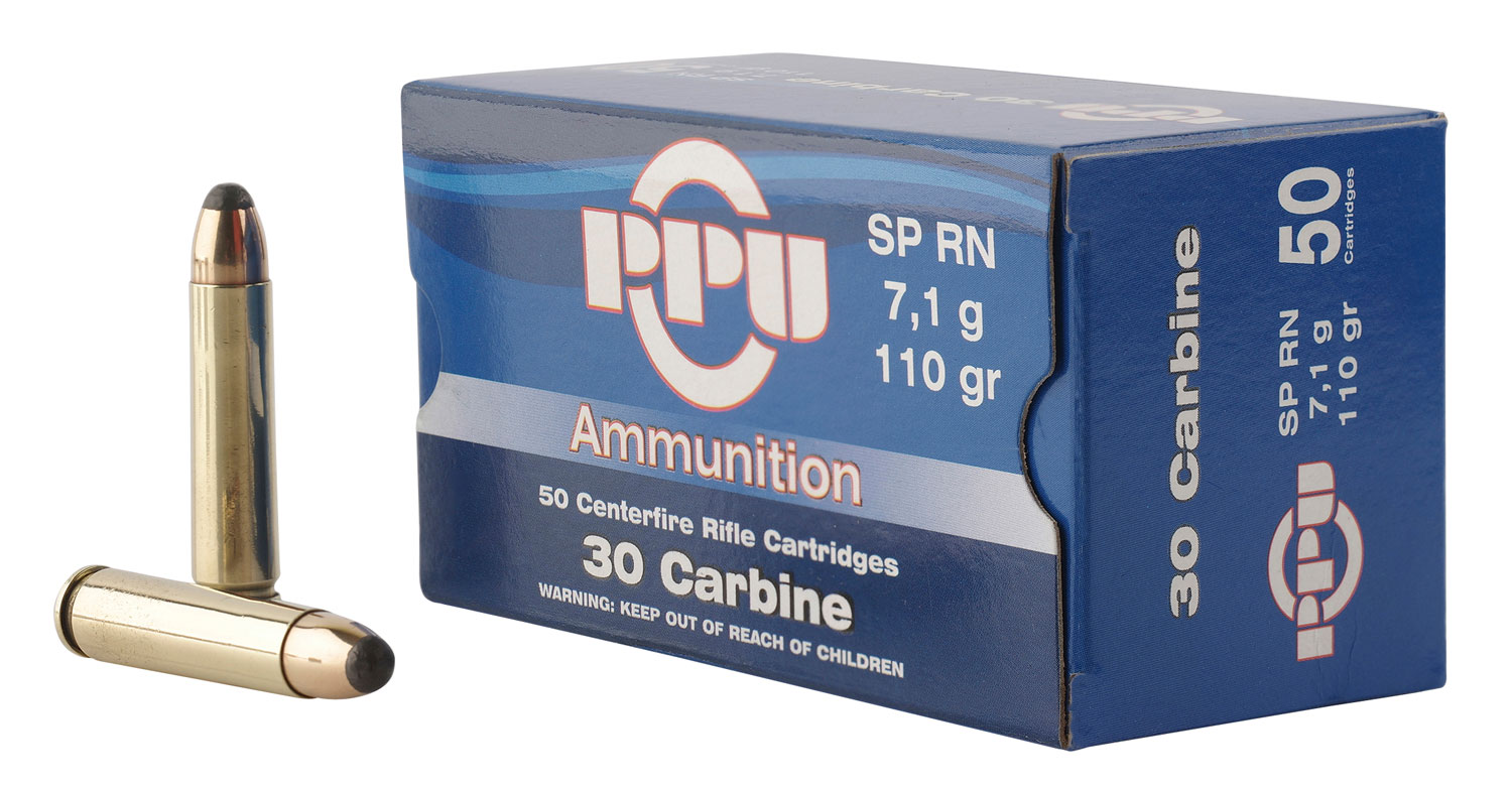 PPU Standard Rifle .30 Carbine 110 Grain Soft Point Brass Cased Rifle Ammunition