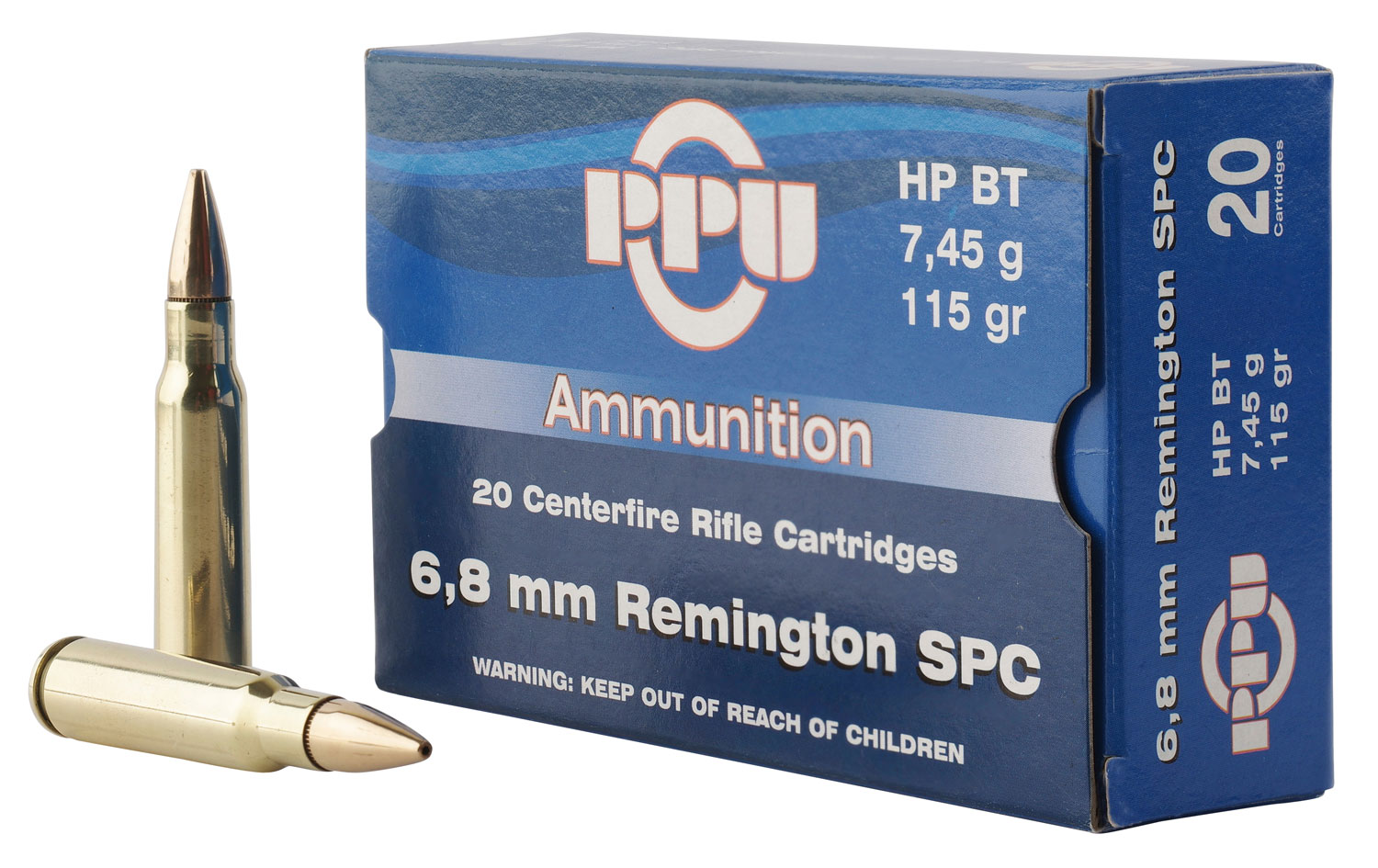 PPU PP68H Standard Rifle 6.8 SPC 115 Gr Hollow Point Boat Tail (HPBT)