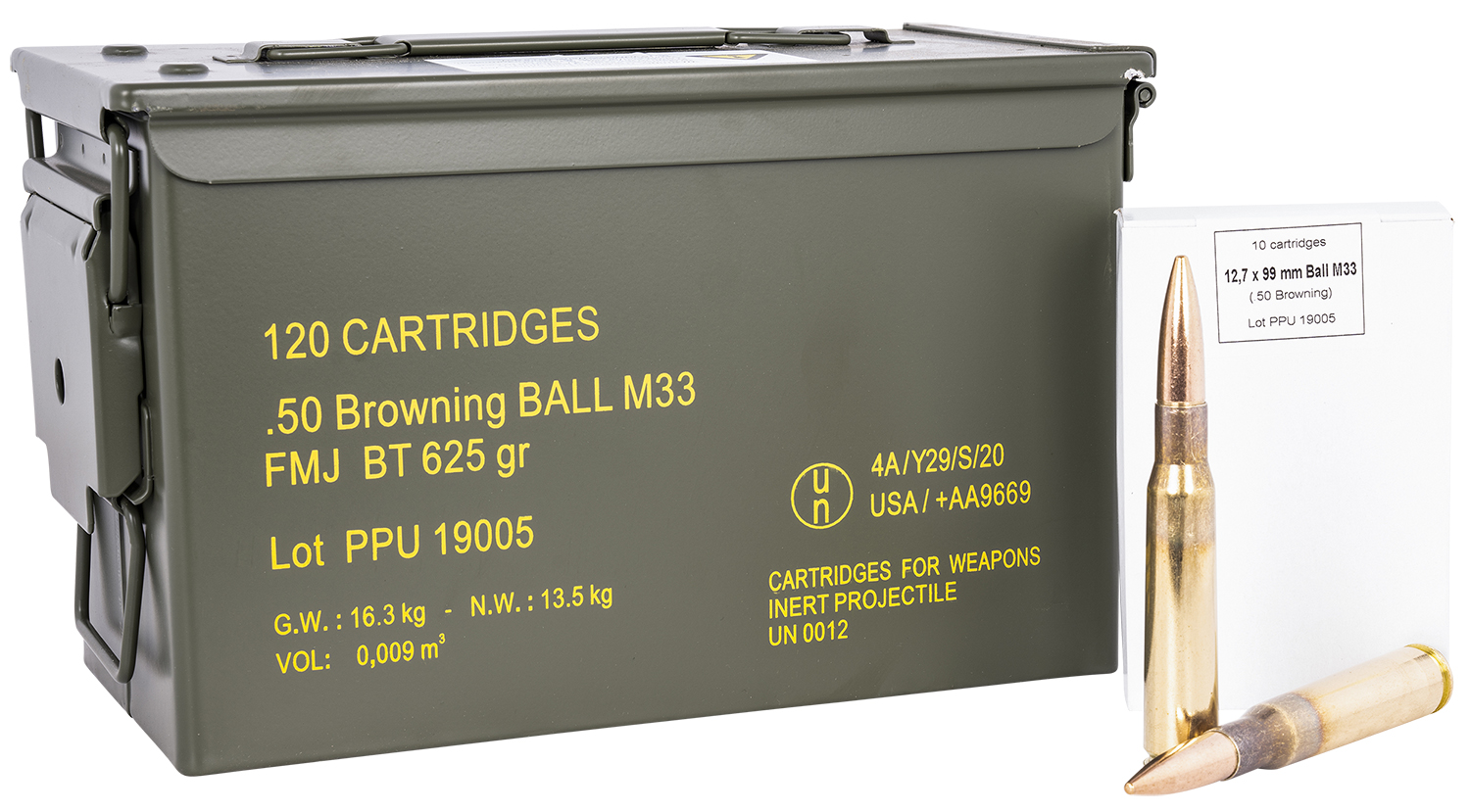 PPU Rangemaster 50 BMG 625gr FMJ Rifle Ammo - 5 Rounds