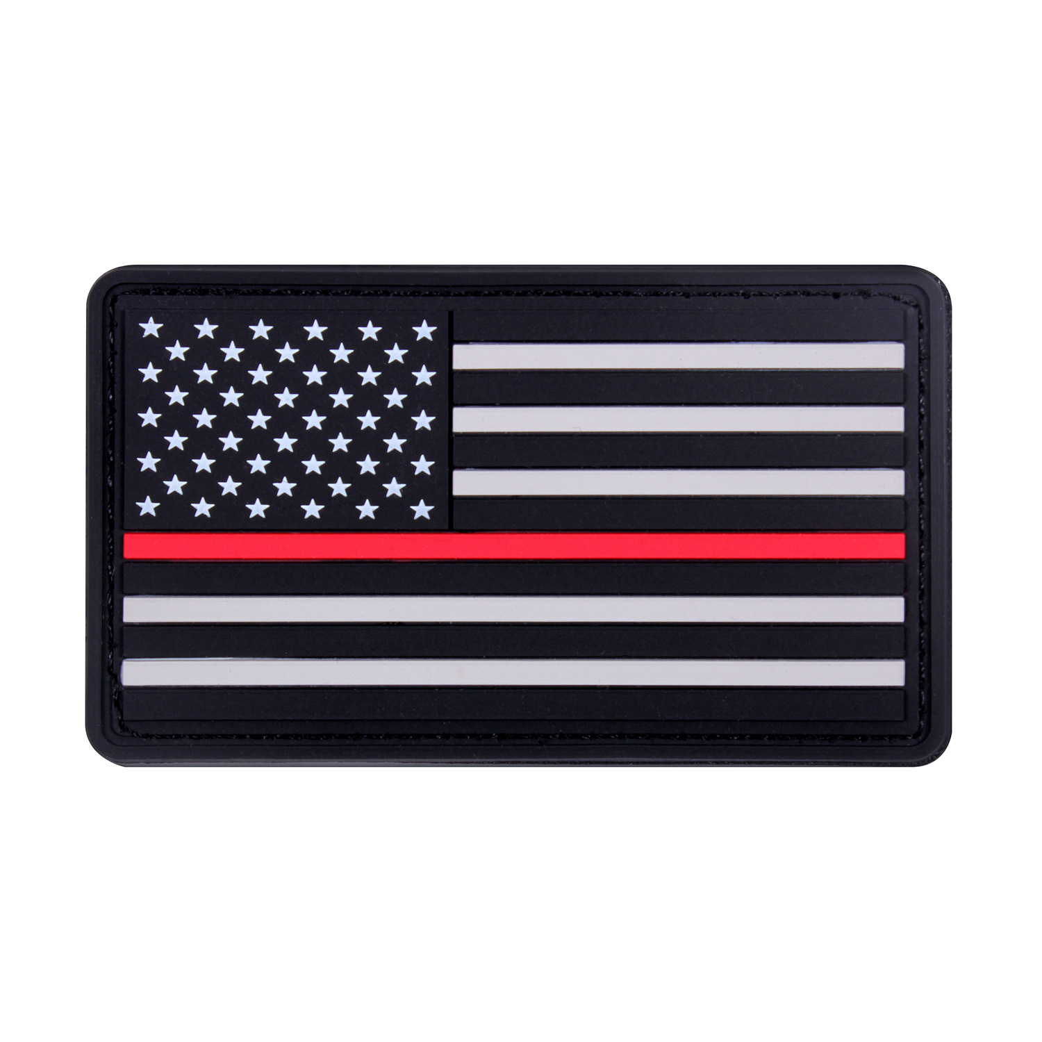 Rothco Rubber Thin Red Line Flag Patch - Hook Back