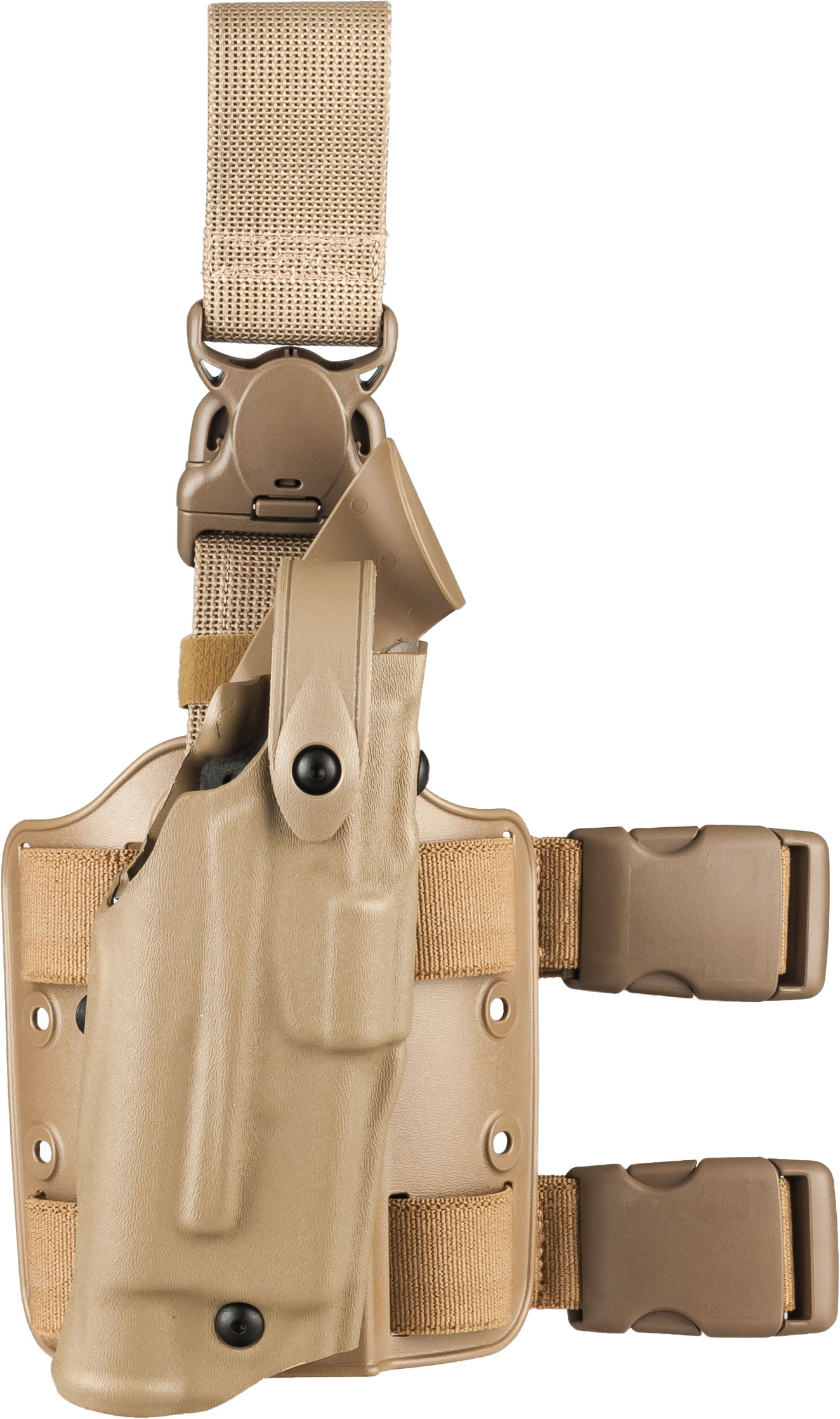 Safariland 6305 ALS Tactical Holster w/ Quick Release Leg Harness - STX FDE  Brown, Left Hand 6305-77-552