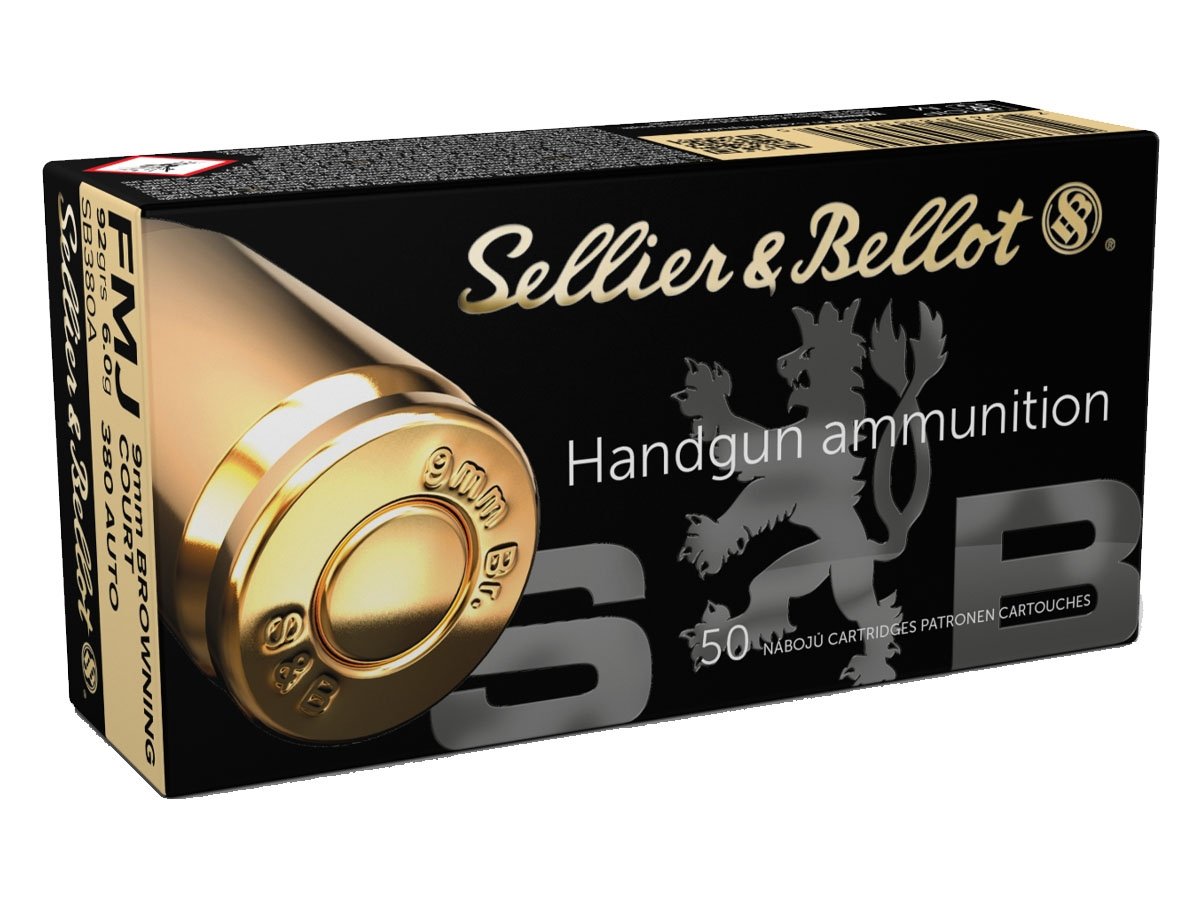 Sellier & Bellot .380ACP 92 Grain FMJ Brass Cased Pistol Ammunition