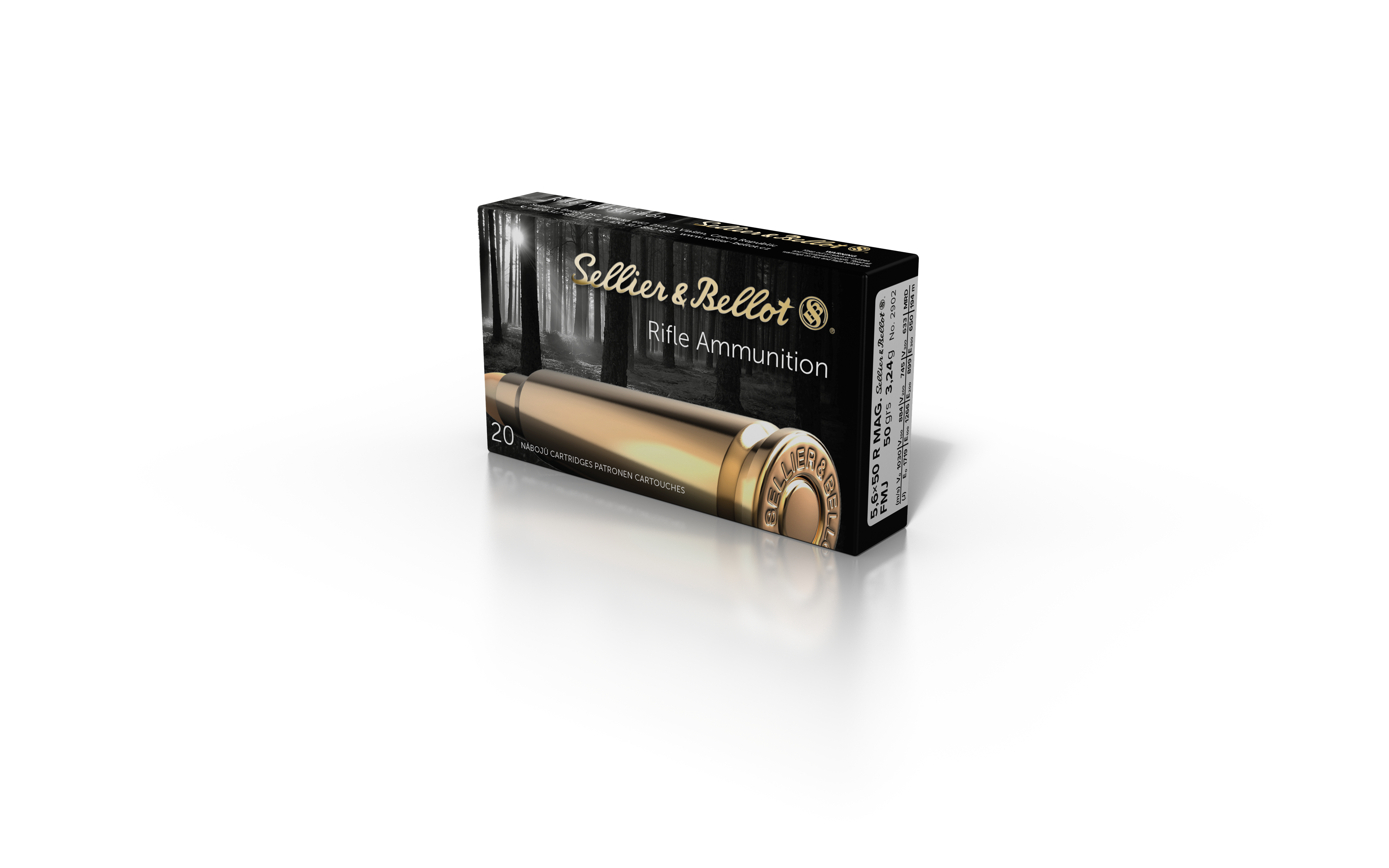 Sellier & Bellot 5.6x50R Magnum 50 Grain Full Metal Jacket Rifle Ammunition