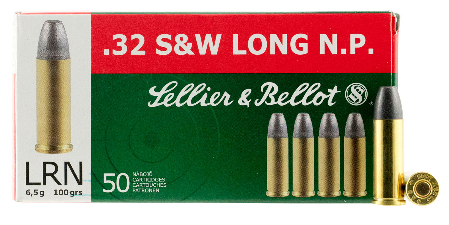 Sellier & Bellot 32 S&W Long 100 Grain Lead Round Nose Brass Cased Pistol Ammunition